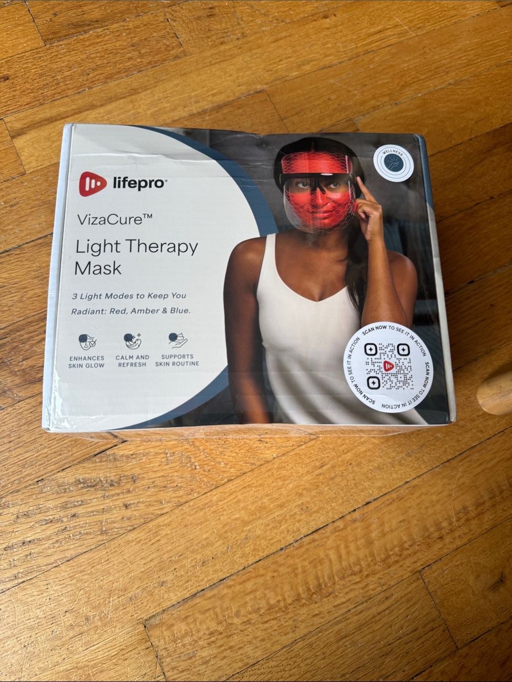 lifepro VizaCure Light Therapy Mask in White with Red Accent